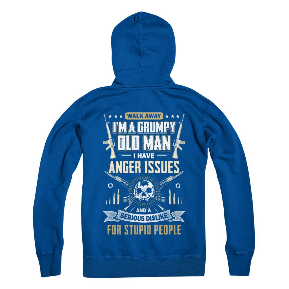 Walk Away I Am Grumpy Old Man I Have Anger Issues-T-Shirt & Hoodie-Pullover Hoodie-Deep Royal