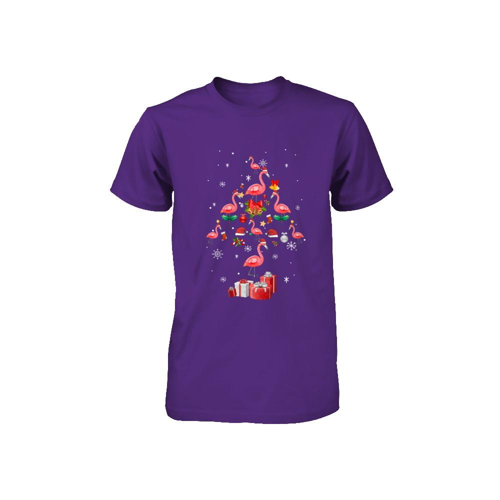 Santa Flamingo Christmas Tree Gift Youth-Youth Shirt-