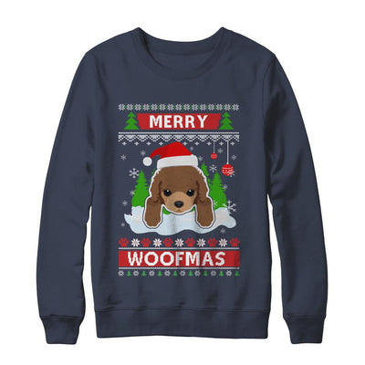 Poodle Merry Woofmas Ugly Christmas Sweater-T-Shirt & Sweatshirt-Crewneck Sweatshirt-Navy
