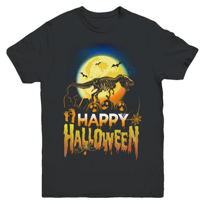 Saurus T Rex Dinosaur Halloween Youth-Youth Shirt-Youth T-Shirt-Black