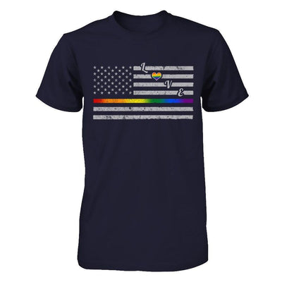 Love Rainbow Heart Flag Lesbian Gay Pride Lgbt-T-Shirt & Hoodie-Premium T-Shirt-Midnight Navy