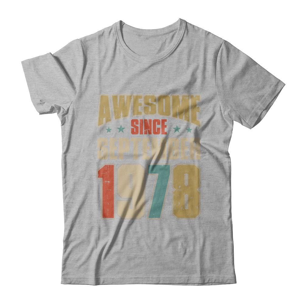 Vintage Retro Awesome Since September 1978 43th Birthday-T-Shirt & Hoodie-Premium T-Shirt-Heather Gray