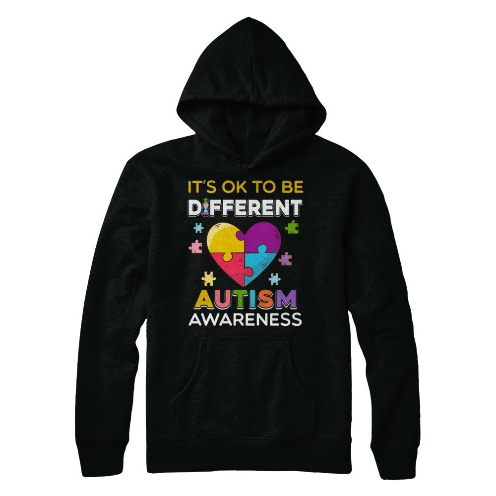It's Ok To Be Different Autism Awareness Gift 2018-T-Shirt & Hoodie-Pullover Hoodie-Black