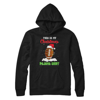 This Is My Christmas Pajama Xmas Football Santa-T-Shirt & Sweatshirt-Pullover Hoodie-Black