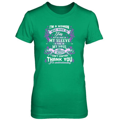 I'm A Woman Was Born In July With My Heart Birthday-T-Shirt & Tank Top-Women's T-Shirt-Irish Green