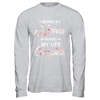 Being A Nana Makes My Life Complete Mothers Day-T-Shirt & Hoodie-Long Sleeve T-Shirt-Sport Grey