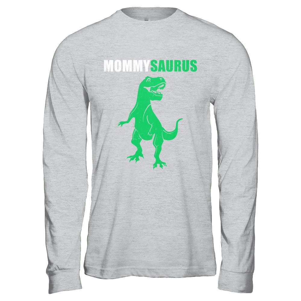 Mommysarus Funny Dinosaur First Time Mom Mothers Day-T-Shirt & Hoodie-Long Sleeve T-Shirt-Sport Grey