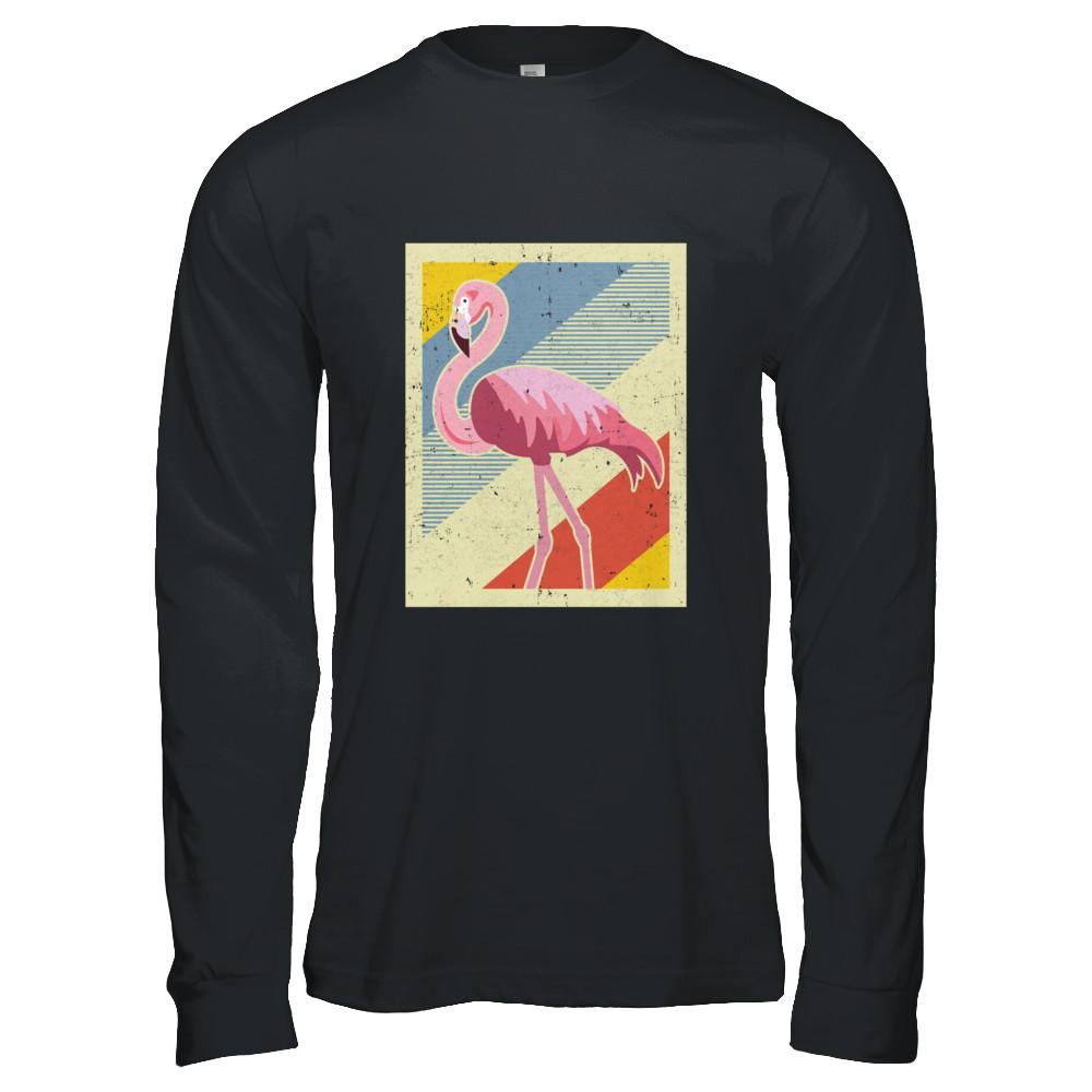 Distressed Vintage Flamingo Style-T-Shirt & Hoodie-Long Sleeve T-Shirt-Black
