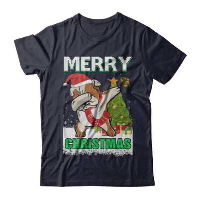 Cute Bulldog Claus Merry Christmas Ugly Sweater-T-Shirt & Sweatshirt-Premium T-Shirt-Midnight Navy