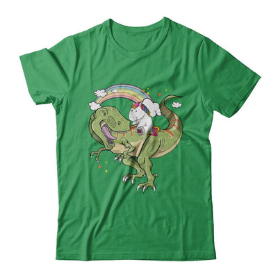 Unicorn Riding Dinosaur T Rex Unicorns Rainbow Gifts-T-Shirt & Hoodie-Premium T-Shirt-Kelly Green