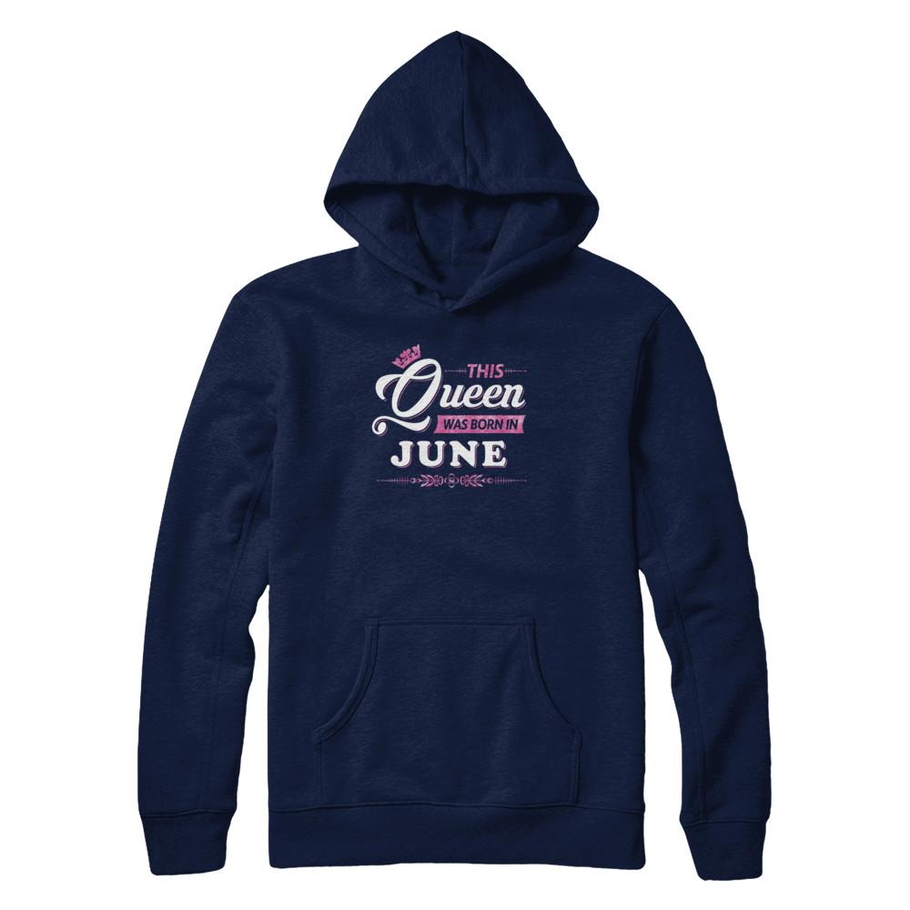 This Queen Was Born In June-T-Shirt & Tank Top-Pullover Hoodie-Navy