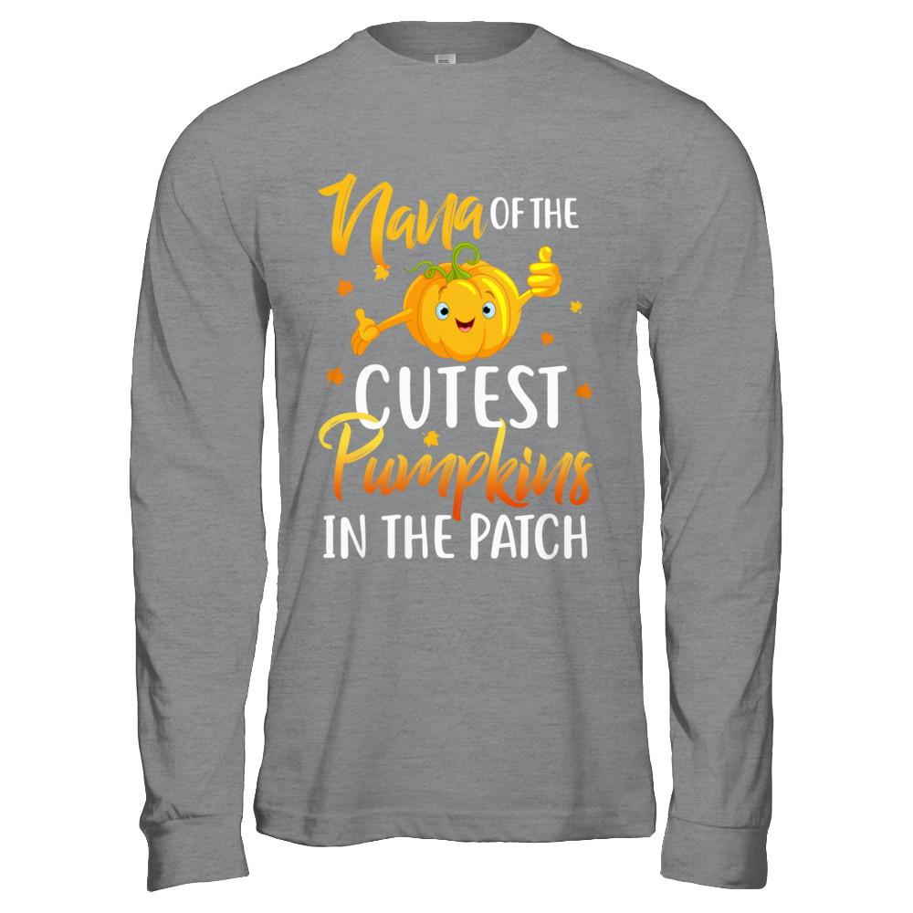 Halloween Nana Of Cutest Pumpkins In The Patch-T-Shirt & Hoodie-Long Sleeve T-Shirt-Sport Grey