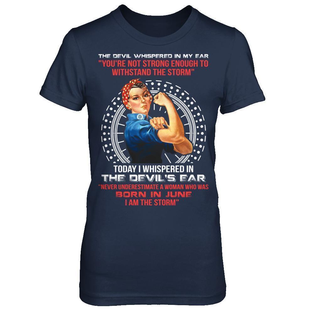 I Whispered Devil Ear Woman Who Was Born In June-T-Shirt & Hoodie-Women's T-Shirt-Navy