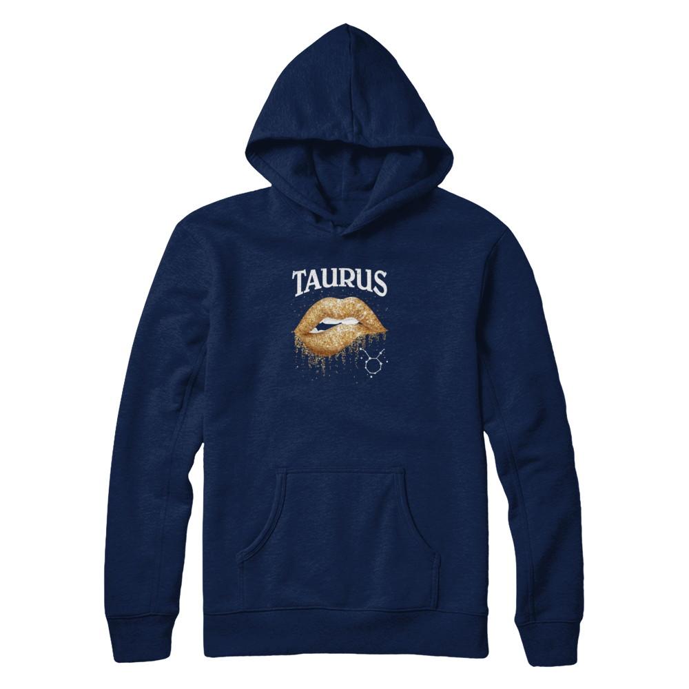 Taurus Zodiac April May Birthday Gift Golden Lipstick-T-Shirt & Tank Top-Pullover Hoodie-Navy