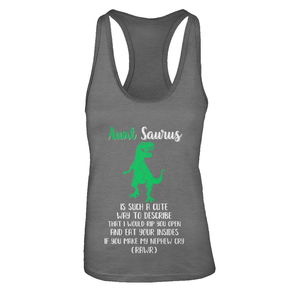 Aunt Saurus Is Such A Cute Way To Describe Aunt Nephew-T-Shirt & Tank Top-Women's Ideal Racerback Tank-Dark Grey