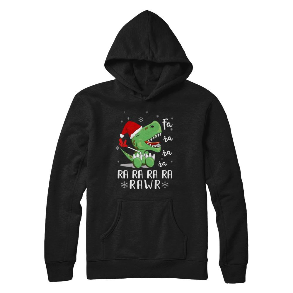 Funny Fa La La Fa Ra Rawr T-Rex Dinosaur Christmas-T-Shirt & Hoodie-Pullover Hoodie-Black