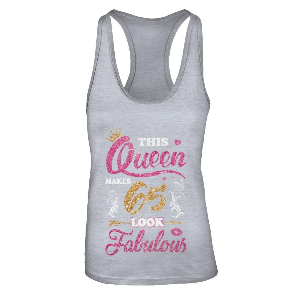 This Queen Makes 65 Look Fabulous 1956 65th Birthday-T-Shirt & Tank Top-Women's Ideal Racerback Tank-Heather Grey