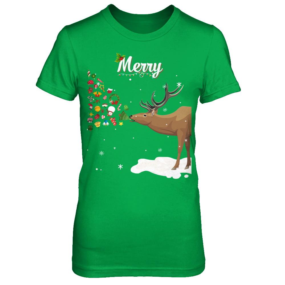 Couples Sick Reindeer Funny Ugly Merry Christmas Sweater-T-Shirt & Sweatshirt-Women's T-Shirt-Irish Green