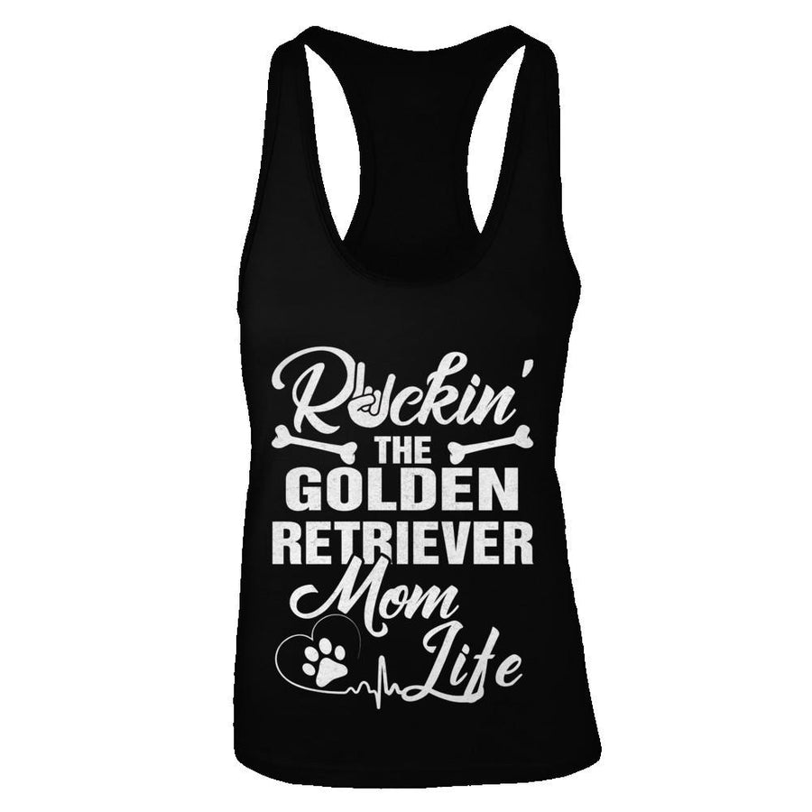 Rockin The Golden Retriever Mom Life-T-Shirt & Tank Top-Women's Ideal Racerback Tank-Black
