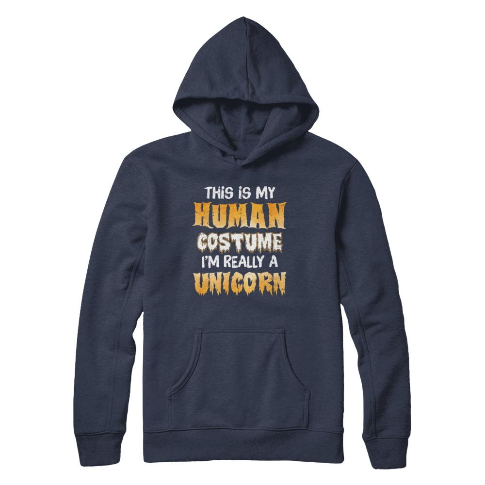 This Is My Human Costume Unicorn Halloween-T-Shirt & Hoodie-Pullover Hoodie-Navy