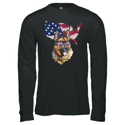 Funny Patriot German Shepherd Dog 4Th Of July American Flag-T-Shirt & Hoodie-Long Sleeve T-Shirt-Black
