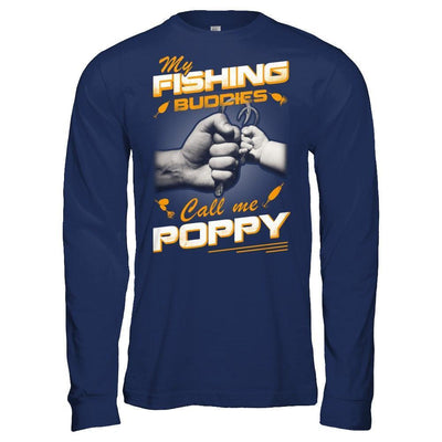 My Fishing Buddies Call Me Poppy-T-Shirt & Hoodie-Long Sleeve T-Shirt-Navy