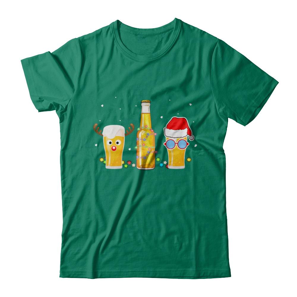 Xmas Merry Christmas Drinking Beer Gift-T-Shirt & Sweatshirt-Classic T-Shirt-Kelly Green
