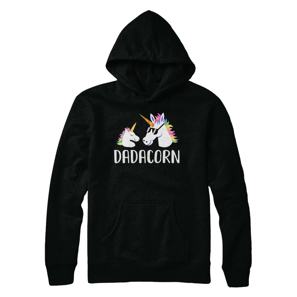 Dadacorn Unicorn Dad And Baby Fathers Day-T-Shirt & Hoodie-Hanes - Heavyweight Pullover Hoodie-Black