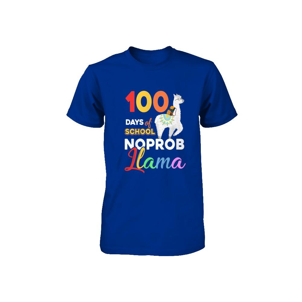 100 Days Of School Shirt Cute No Probllama Llama Youth-Youth Shirt-