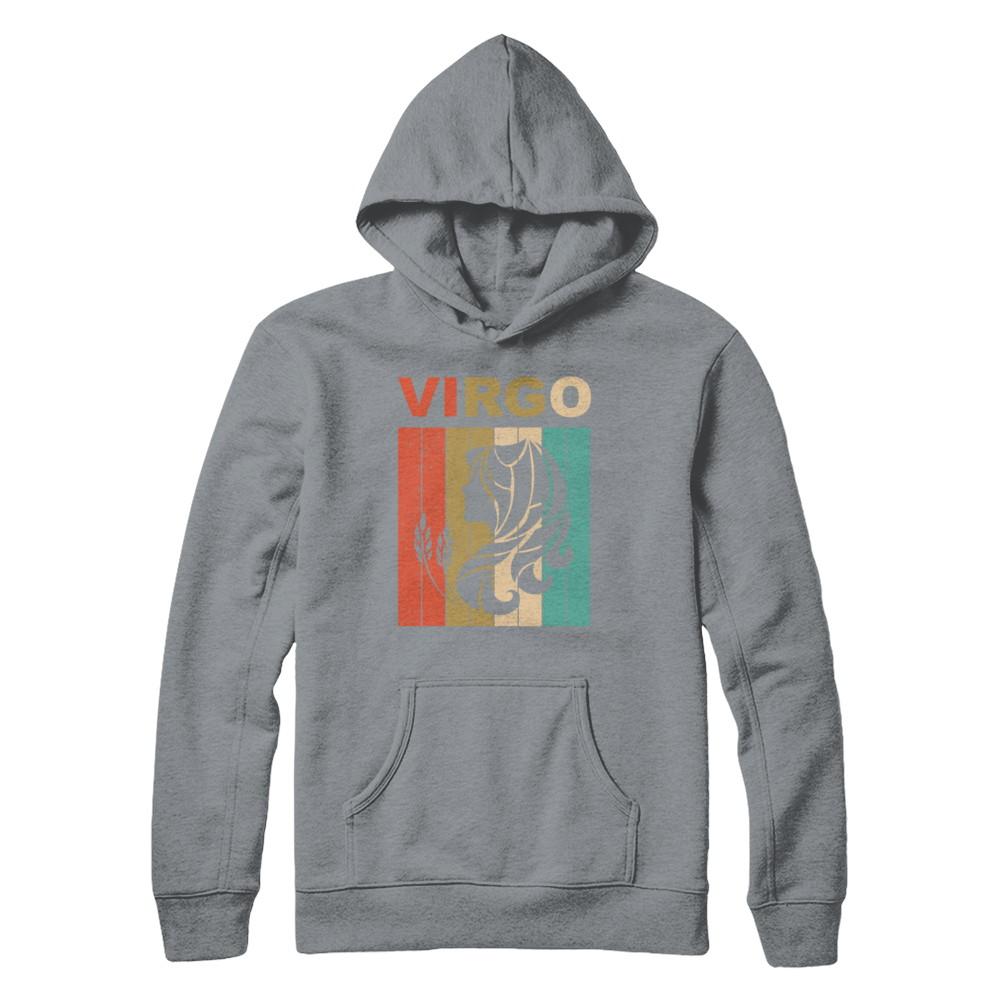 Vintage Virgo Zodiac August September Birthday Gift-T-Shirt & Hoodie-Pullover Hoodie-Light Steel