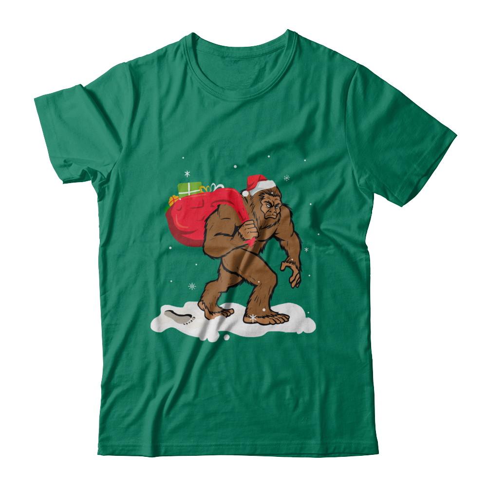Bigfoot Santa Christmas Boys Men Sasquatch Xmas Gift-T-Shirt & Sweatshirt-Classic T-Shirt-Kelly Green