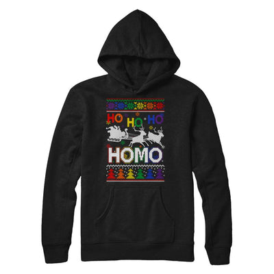Ho Ho Ho Homo Santa LGBT Gay Ugly Christmas Sweater-T-Shirt & Sweatshirt-Pullover Hoodie-Black