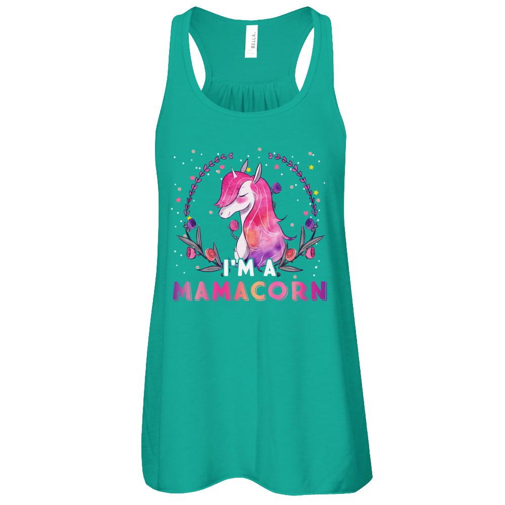Cute Mamacorn Rainbow Unicorn Mother's Day-T-Shirt & Tank Top-Women's Flowy Racerback Tank-Kelly