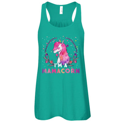 Cute Mamacorn Rainbow Unicorn Mother's Day-T-Shirt & Tank Top-Women's Flowy Racerback Tank-Kelly
