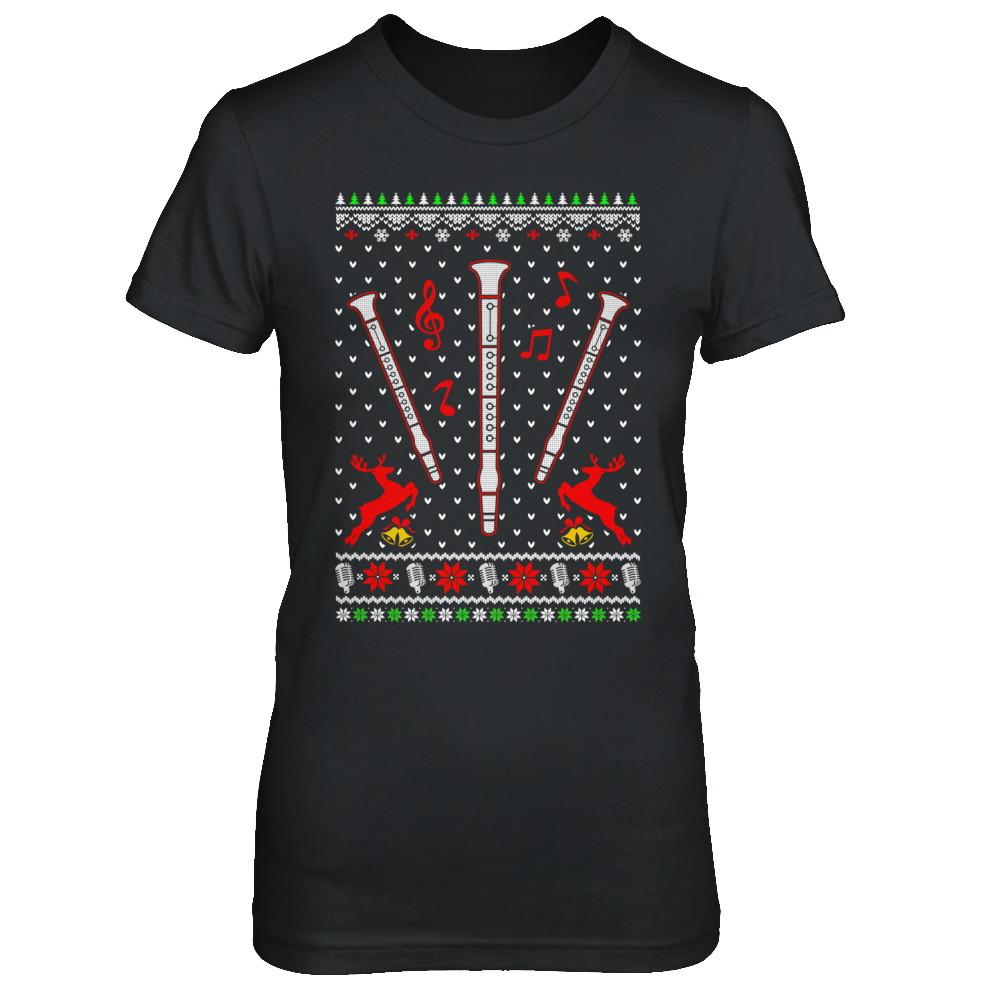 Santa Clarinet Ugly Christmas Sweater Gifts-T-Shirt & Sweatshirt-Women's T-Shirt-Black