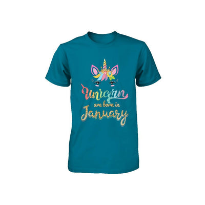 Cute Unicorns Are Born In January Birthday Gift Youth-Youth Shirt-