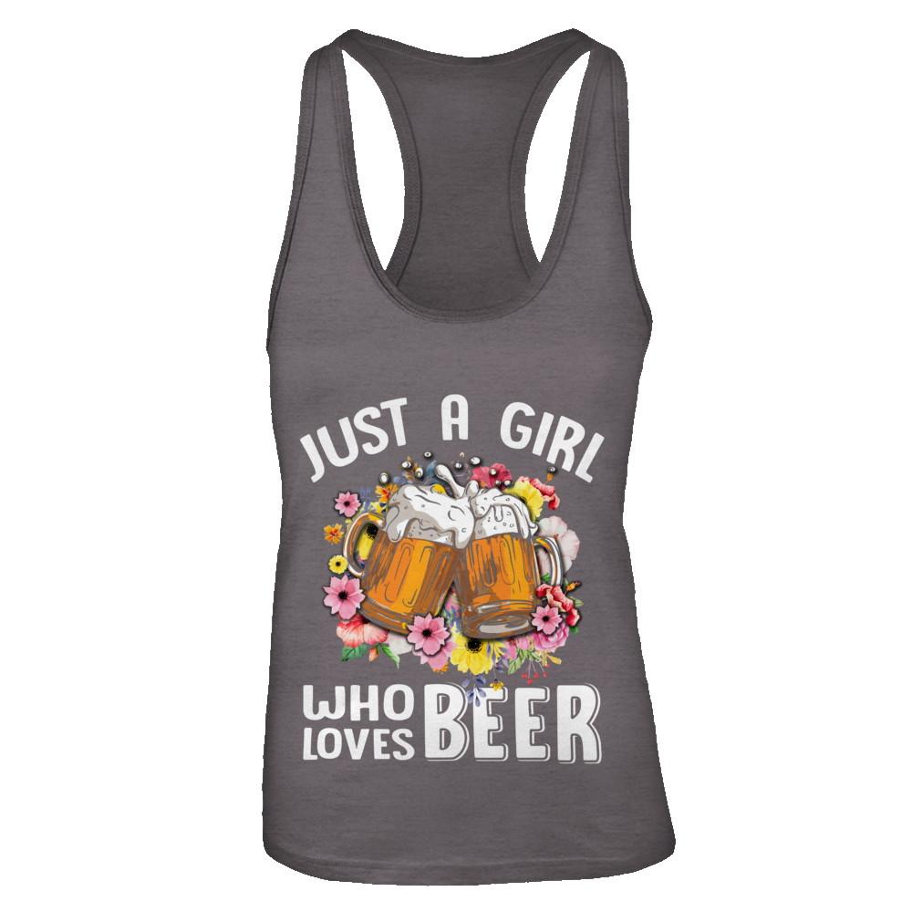 Just A Woman Who Loves Beer-T-Shirt & Tank Top-Women's Ideal Racerback Tank-Dark Grey