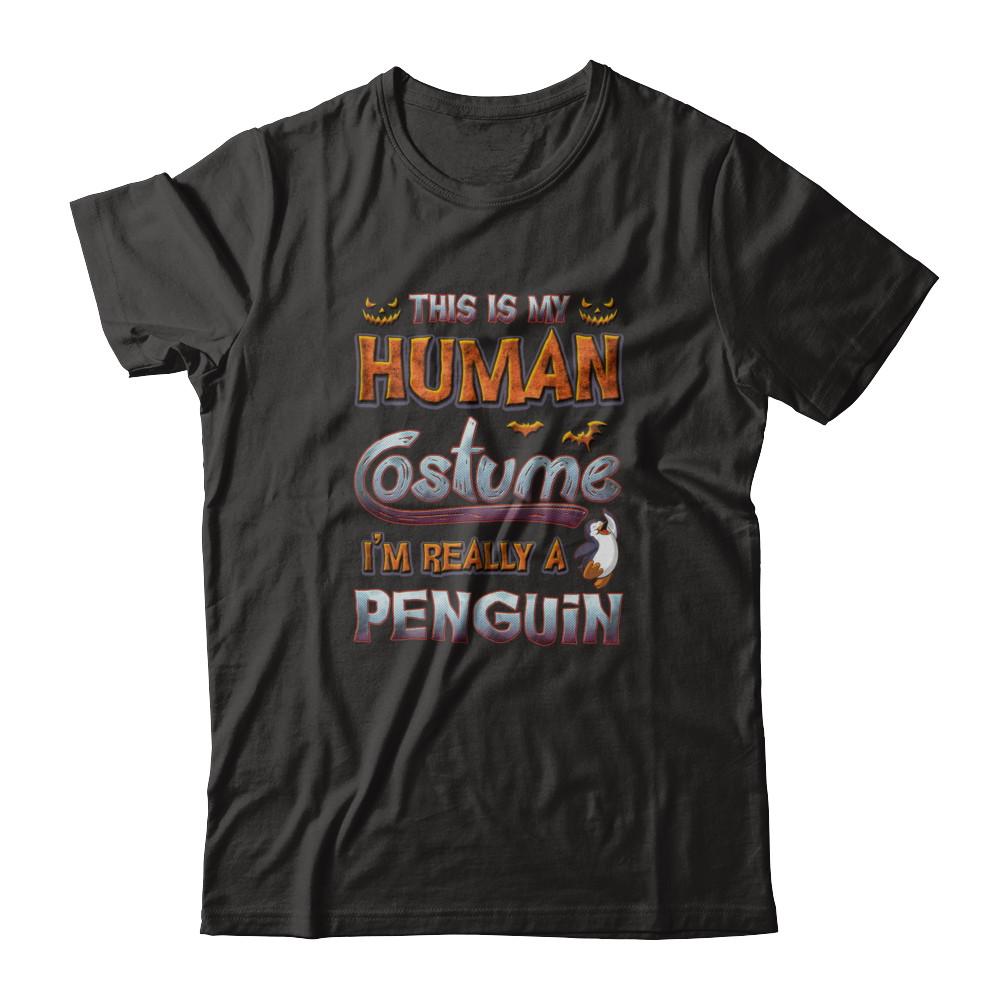 Penguin Halloween My Human Costume I'm Really A Penguin-T-Shirt & Tank Top-Premium T-Shirt-Black