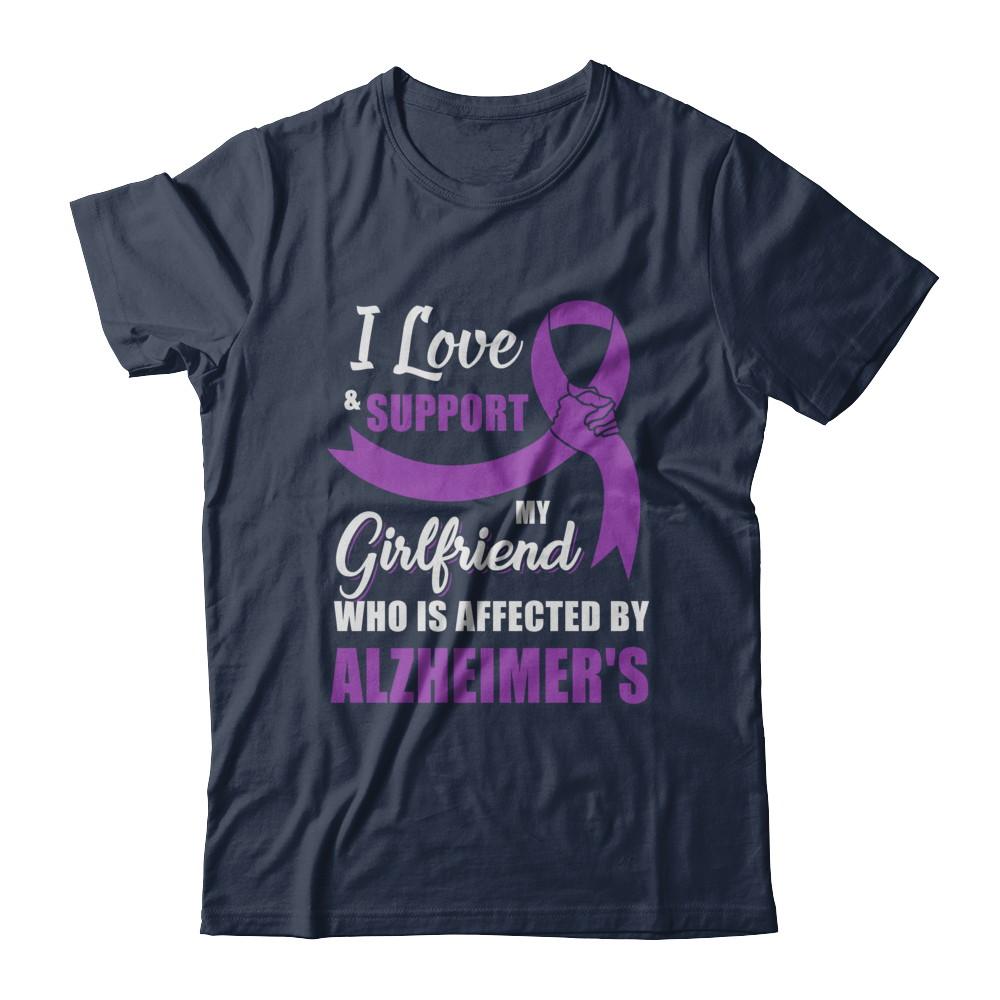 Alzheimer's Awareness Support Purple Girlfriend Boyfriend-T-Shirt & Hoodie-Classic T-Shirt-Navy