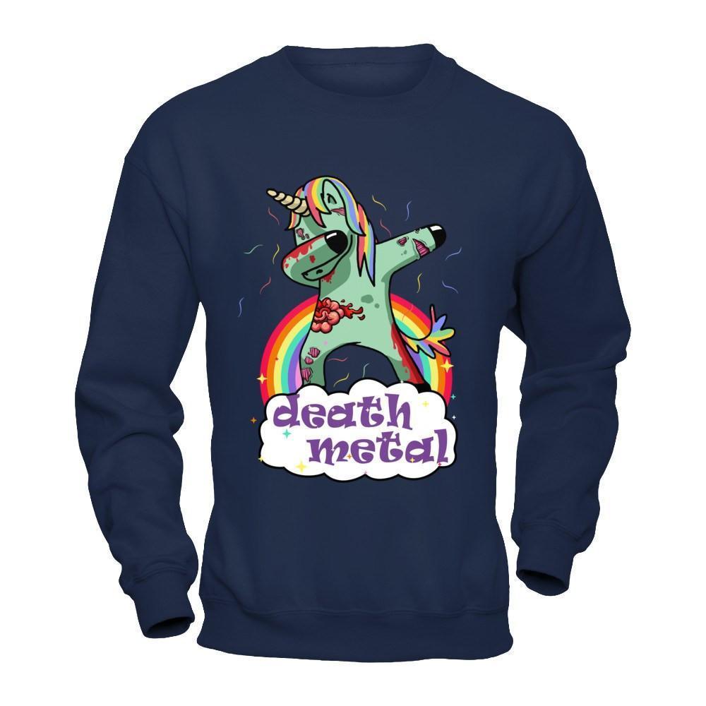 Dabbing Zombie Unicorn Death Metal Rocker-T-Shirt & Hoodie-Crewneck Sweatshirt-Navy