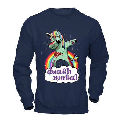 Dabbing Zombie Unicorn Death Metal Rocker-T-Shirt & Hoodie-Crewneck Sweatshirt-Navy