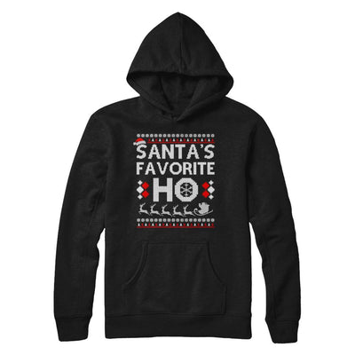 Santa's Favorite Ho Funny Ugly Sweater Christmas-T-Shirt & Sweatshirt-Pullover Hoodie-Black