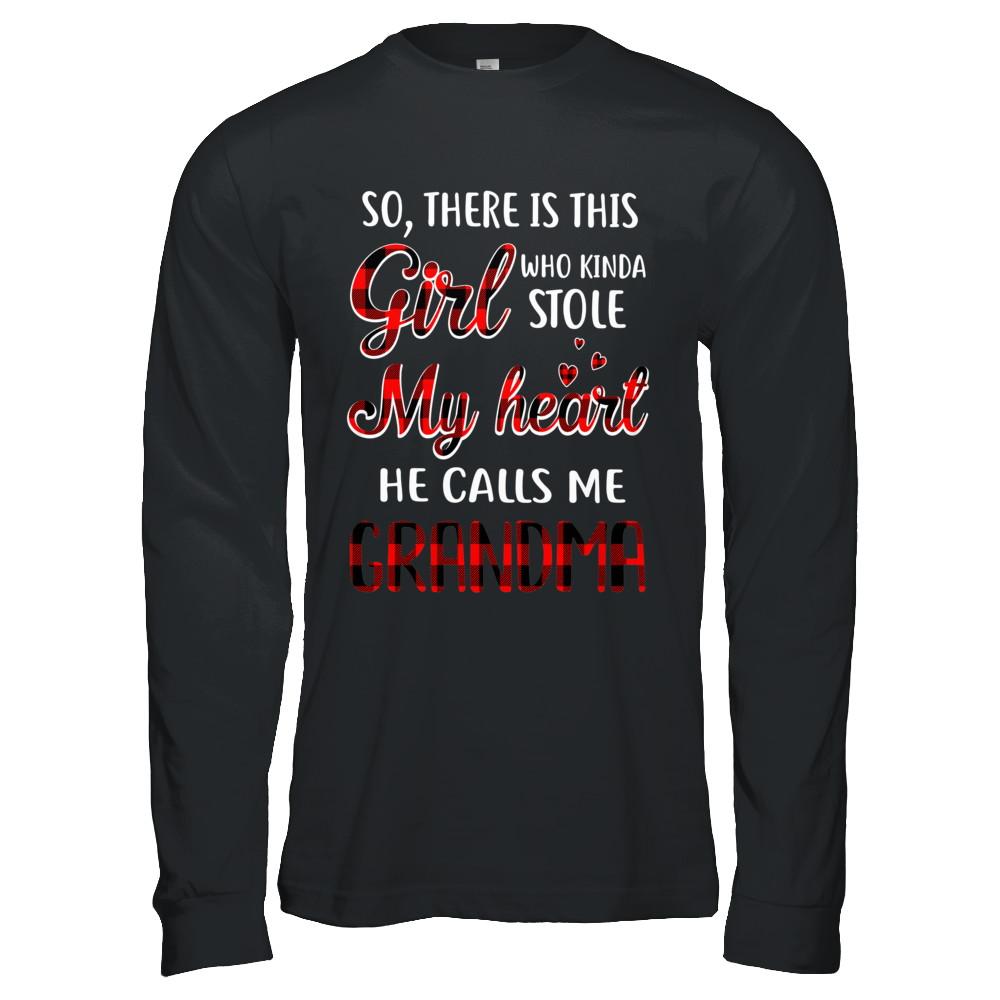 This Girl Who Kinda Stole My Heart He Calls Me Grandma-T-Shirt & Hoodie-Long Sleeve T-Shirt-Black
