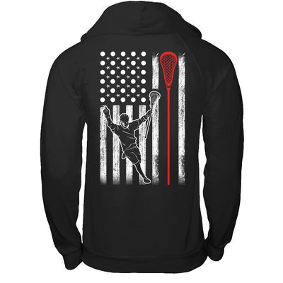 Lacrosse American Flag-T-Shirt & Hoodie-Pullover Hoodie-Black