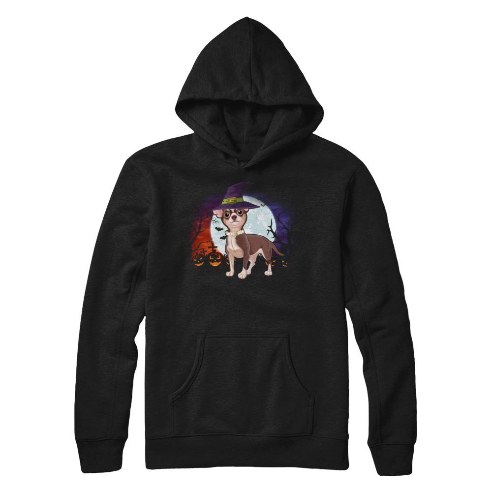 Cute Halloween Chihuahua Puppy Pumpkins-T-Shirt & Sweatshirt-Pullover Hoodie-Black