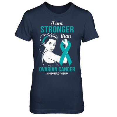 I Am Stronger Than Ovarian Cancer Awareness Support-T-Shirt & Hoodie-Women's T-Shirt-Navy