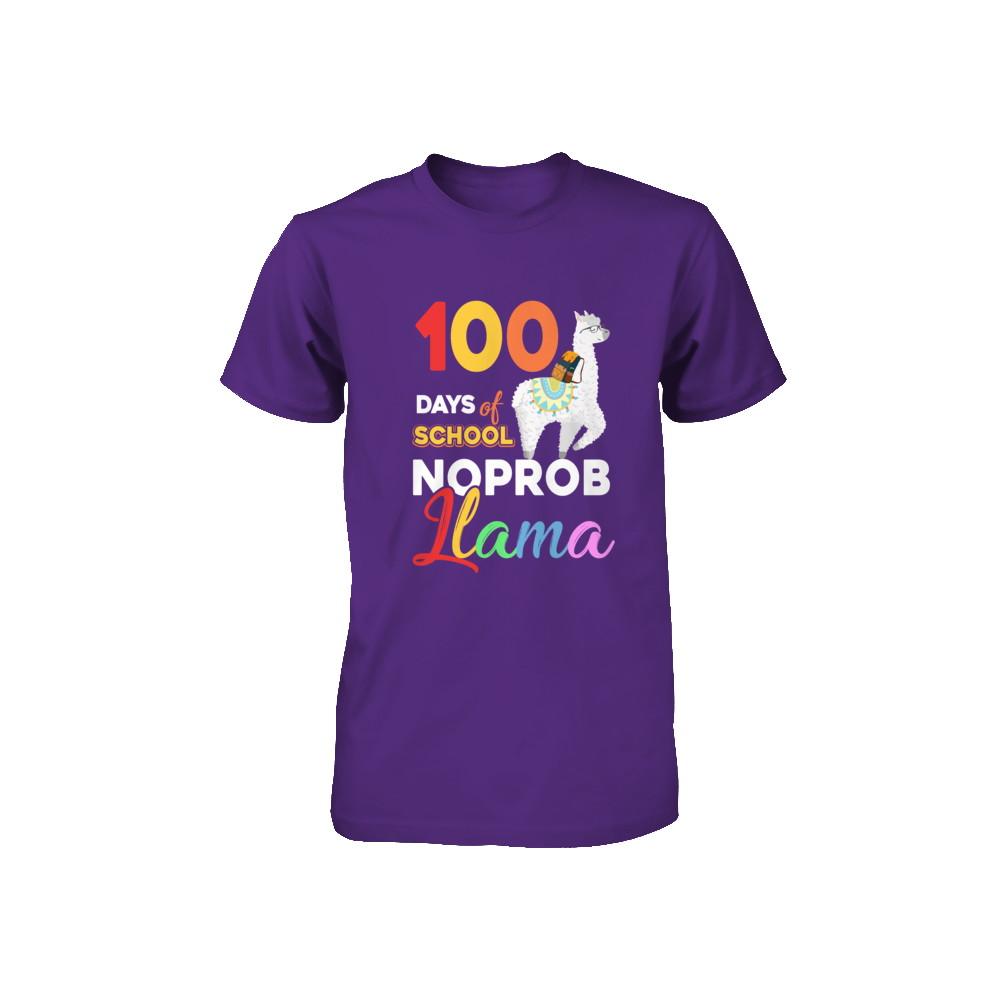 100 Days Of School Shirt Cute No Probllama Llama Youth-Youth Shirt-