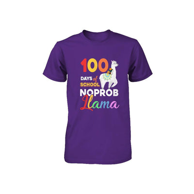 100 Days Of School Shirt Cute No Probllama Llama Youth-Youth Shirt-
