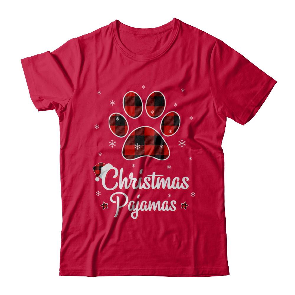 Buffalo Plaid Christmas Pajamas Dog Cat Hat Santa-T-Shirt & Sweatshirt-Classic T-Shirt-Red