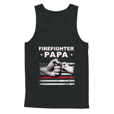 Firefighter Fireman Papa American Flag Fathers Day-T-Shirt & Hoodie-Unisex Tank-Black